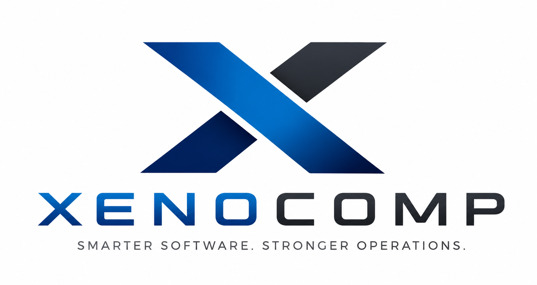 XenoComp logo with smarter software stronger operations tagline
